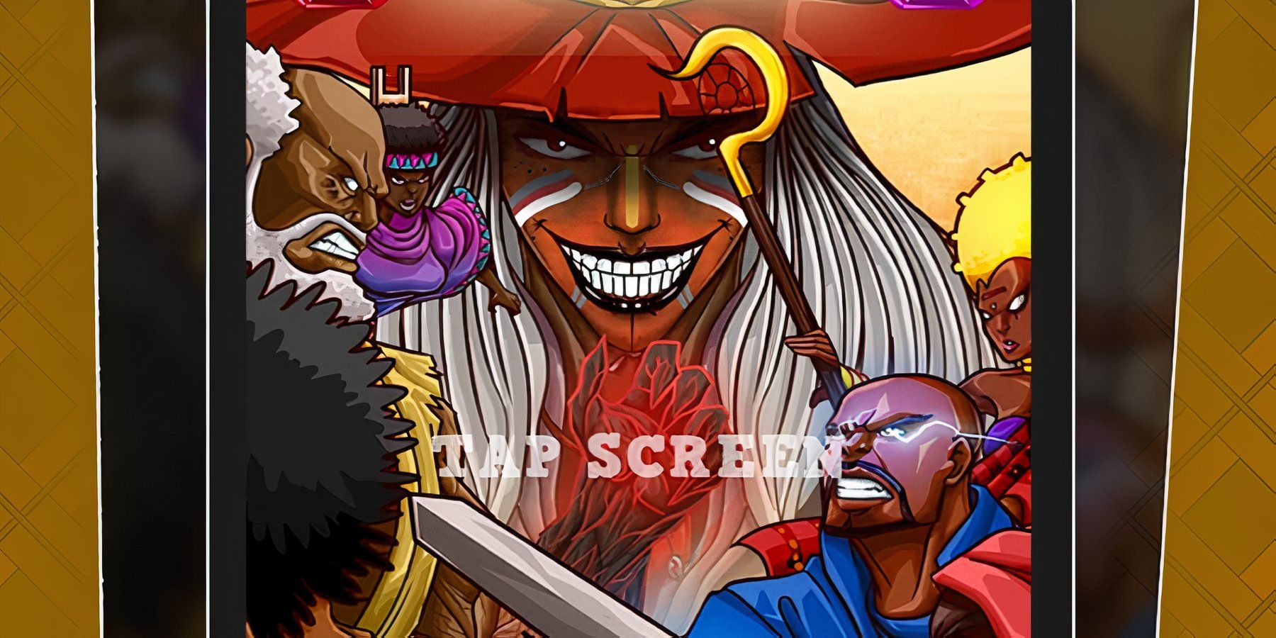 main menu of Africa’s Legends Reawakening with characters phasing eachother