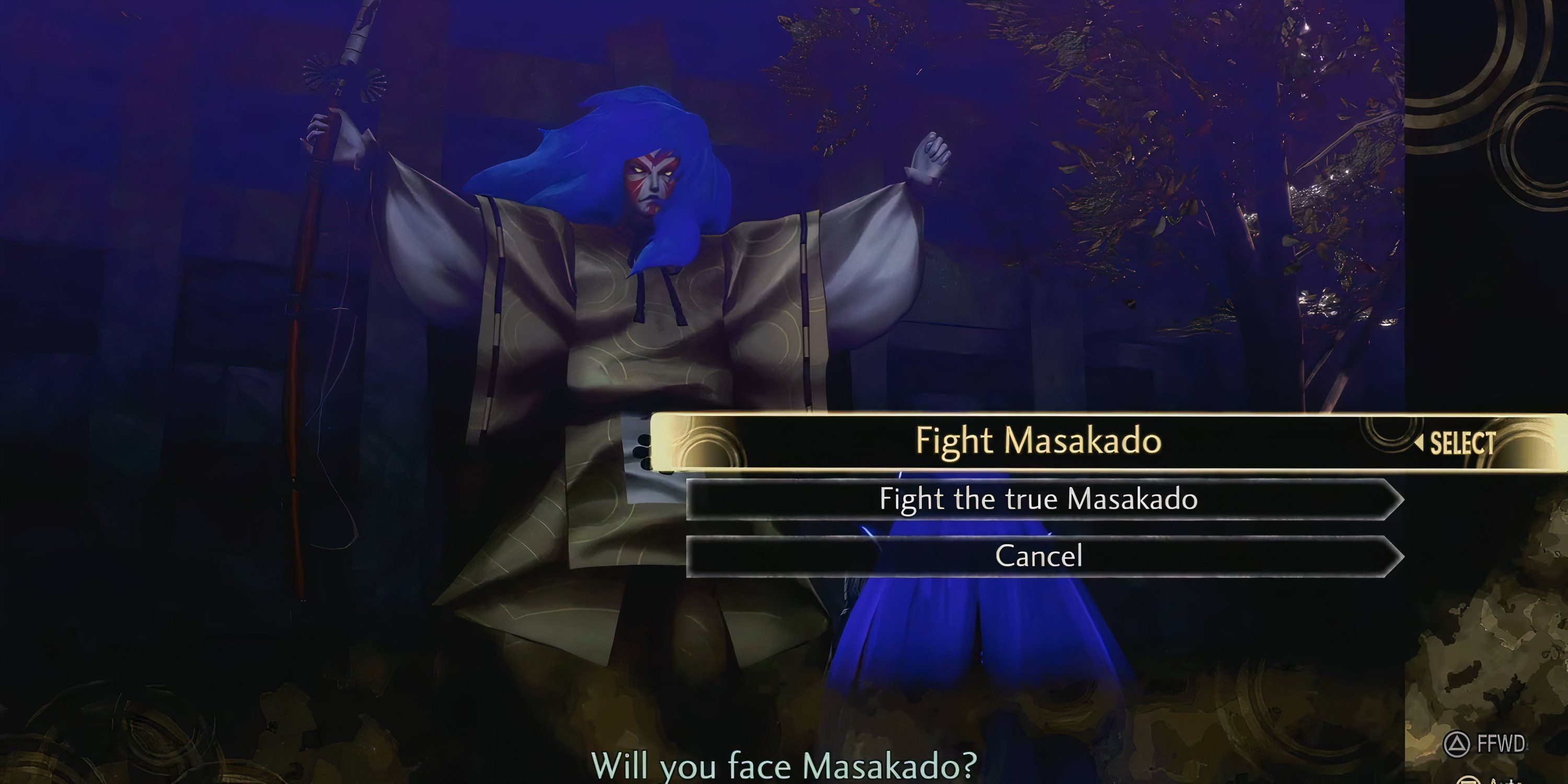 An image showing two options to either fightTrue Masakado Form or regular Masakado in Shin Megami Tensei 5 Vengeance