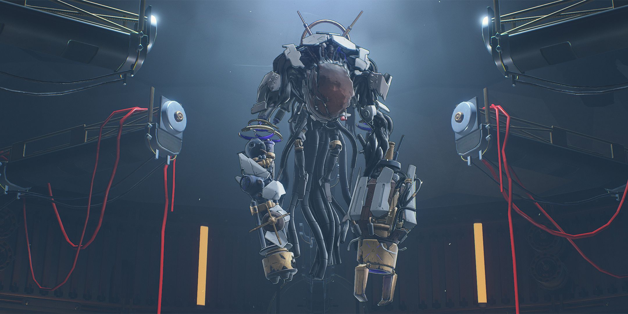mech abomination hanging in the court of savantae ruins