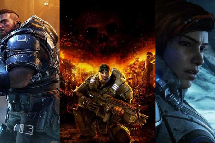 Collage of gears of war game art