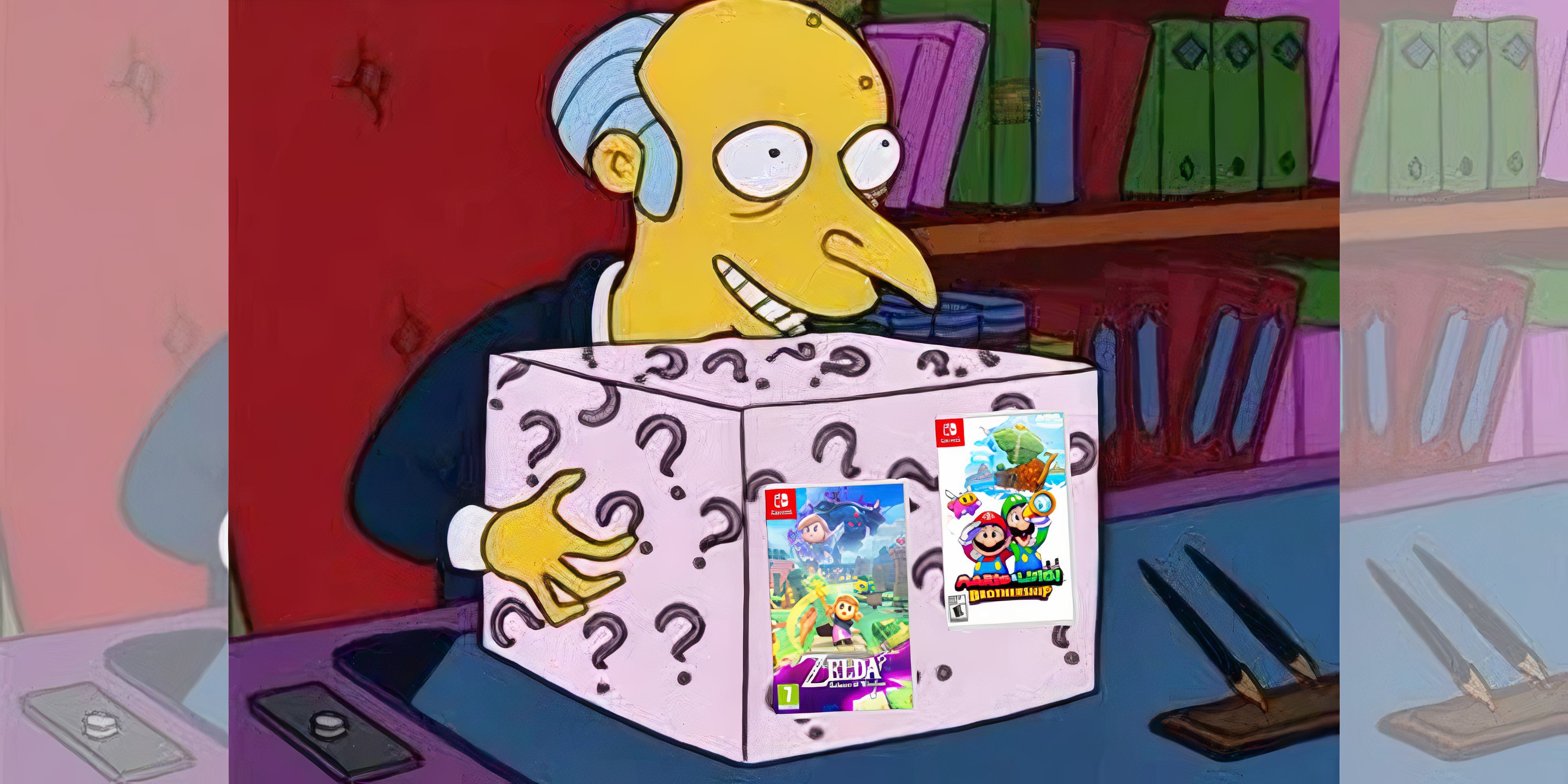Mr Burns Mystery Bos with Zelda and Mario on it