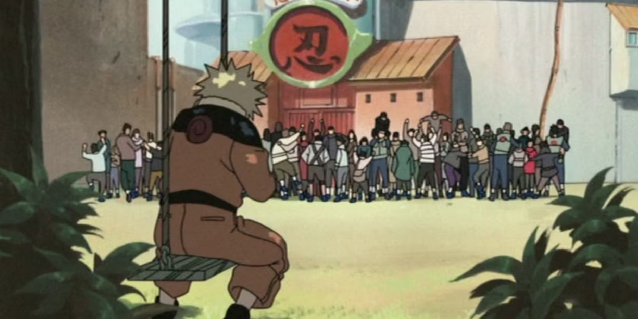 naruto sitting on swingset