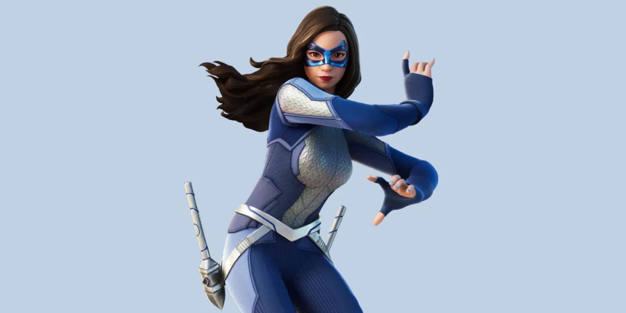 Dreamer in her blue outfit in Fortnite