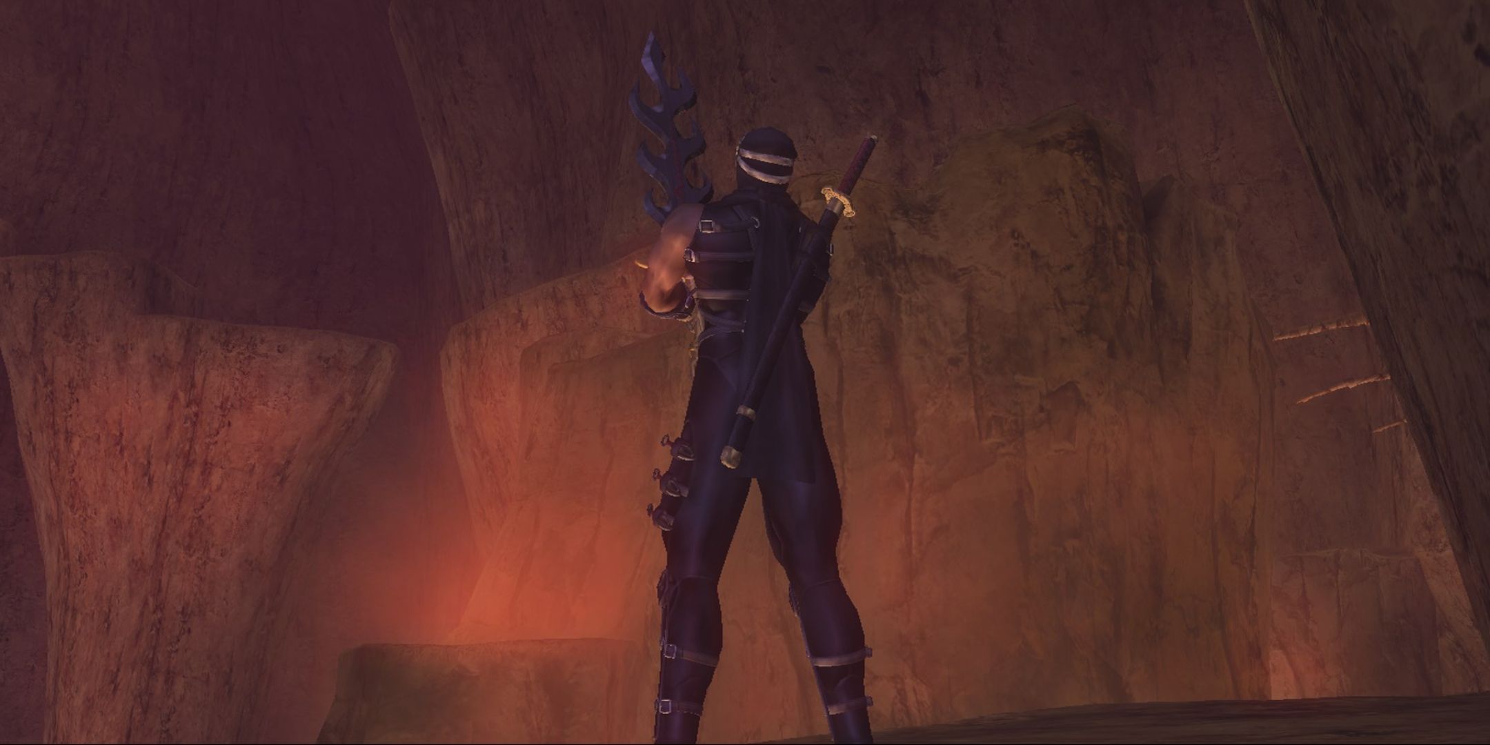 Ninja Gaiden Black Ryu Hayabusa Looking At Sword With Back To Camera