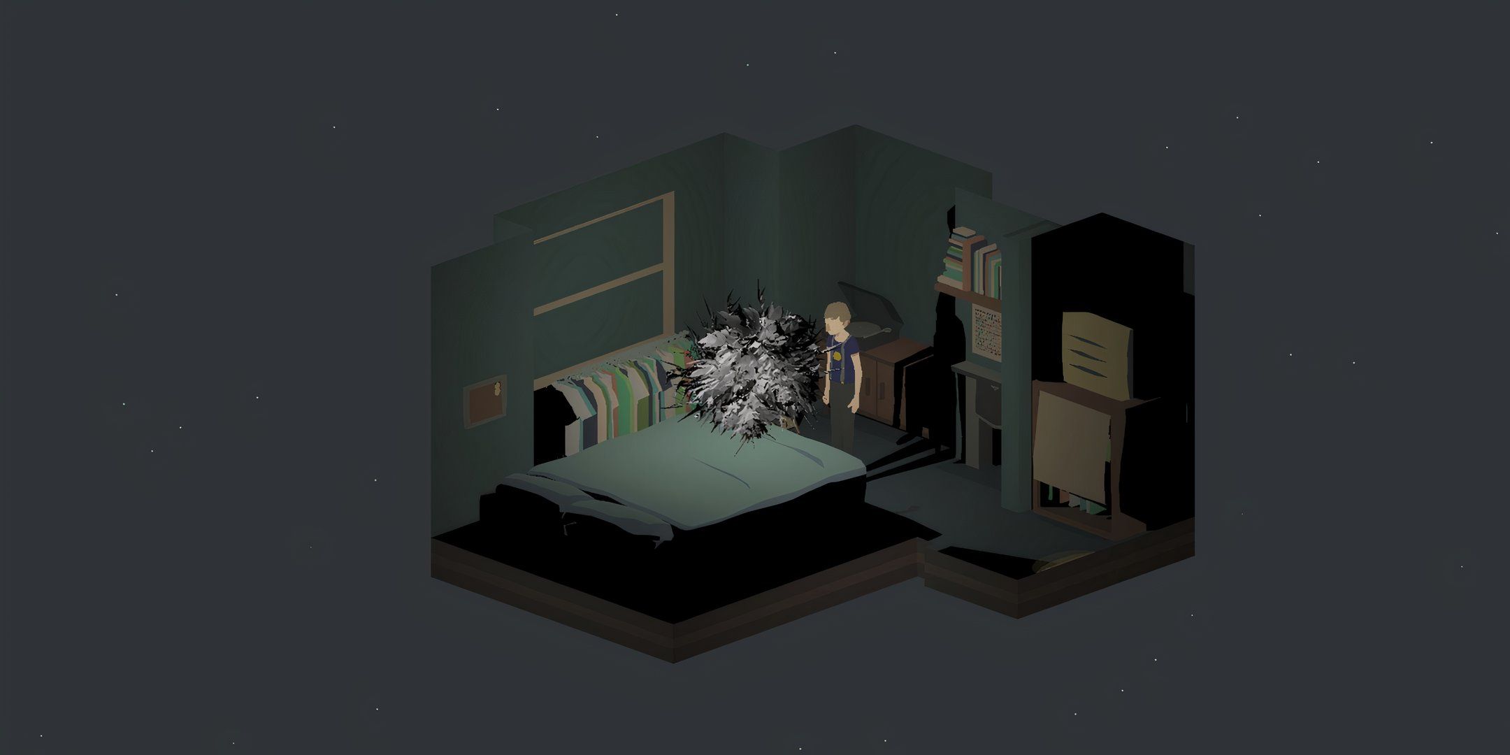The inside of a badroom in No Longer Home.
