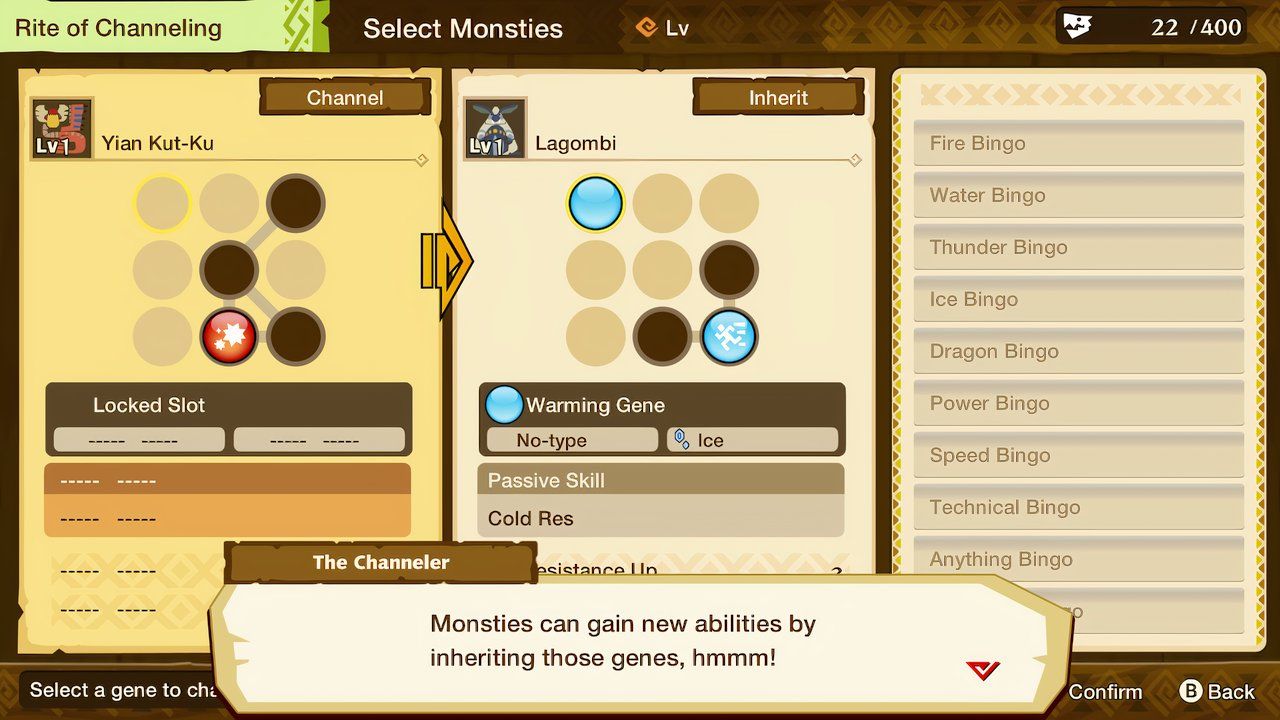 performing the first rite of channeling in monster hunter stories with the channeler's yian kut-ku and lagombi