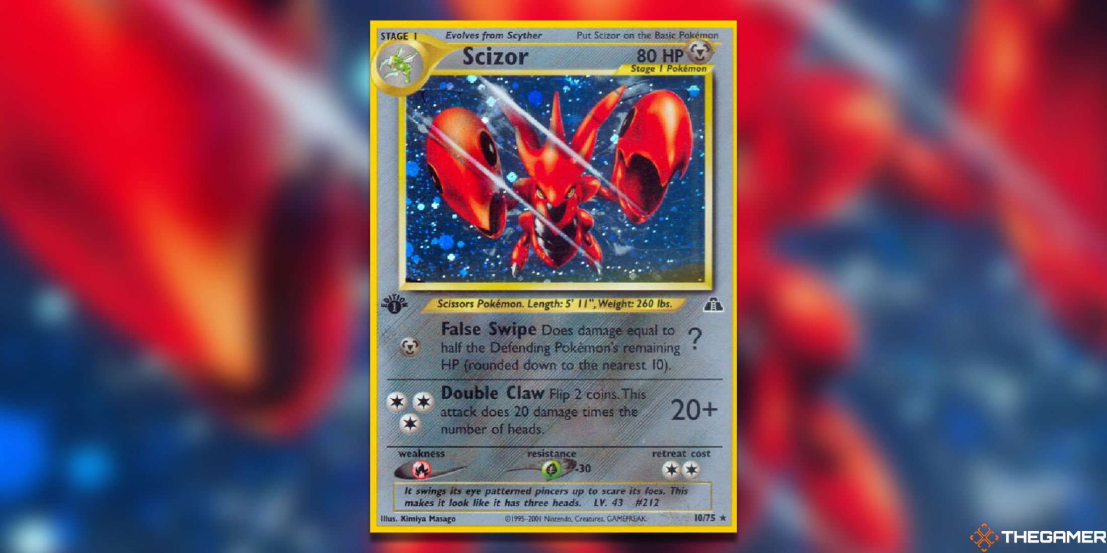 The holo Scizor from Neo Discovery in the Pokemon TCG.