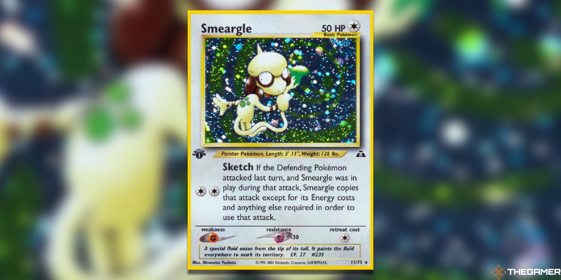 The holo Smeargle from Neo Discovery in the Pokemon TCG.