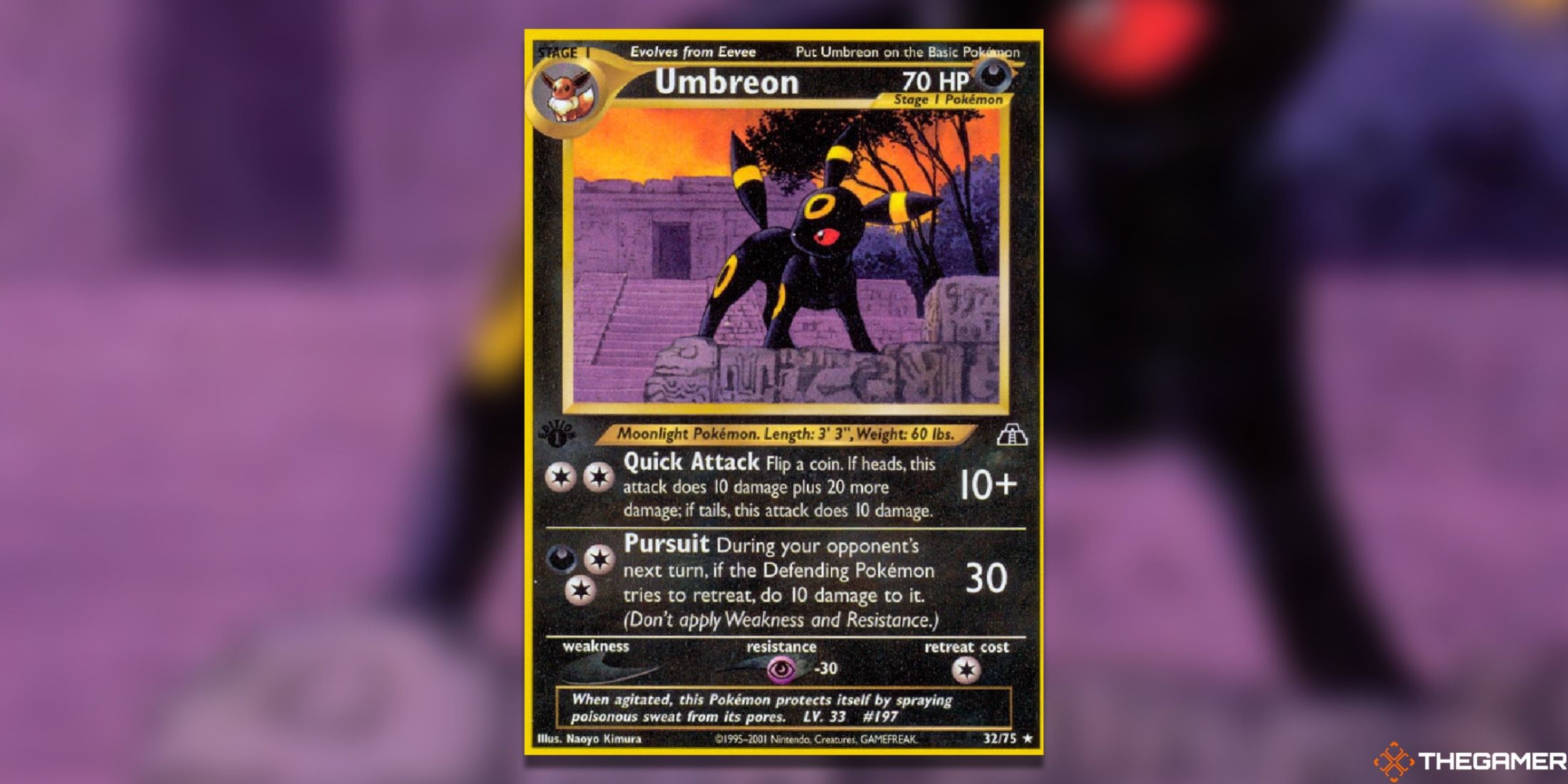The Umbreon Non holo from Neo Discovery in the Pokemon TCG.