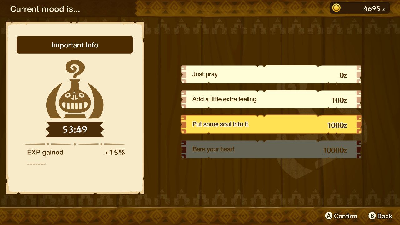 prayer pot offering options in monster hunter stories