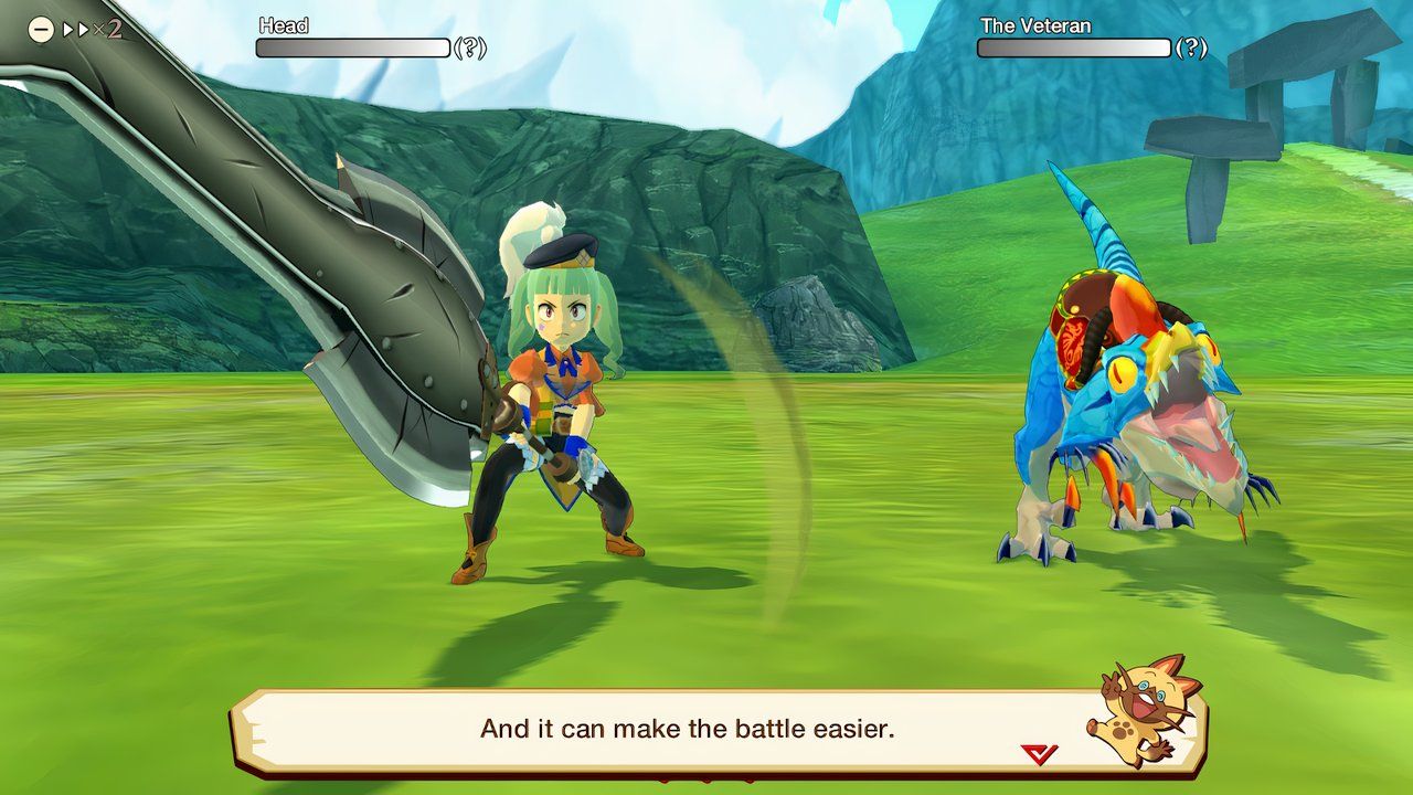 preparing to battle with velocidrome in monster hunter stories