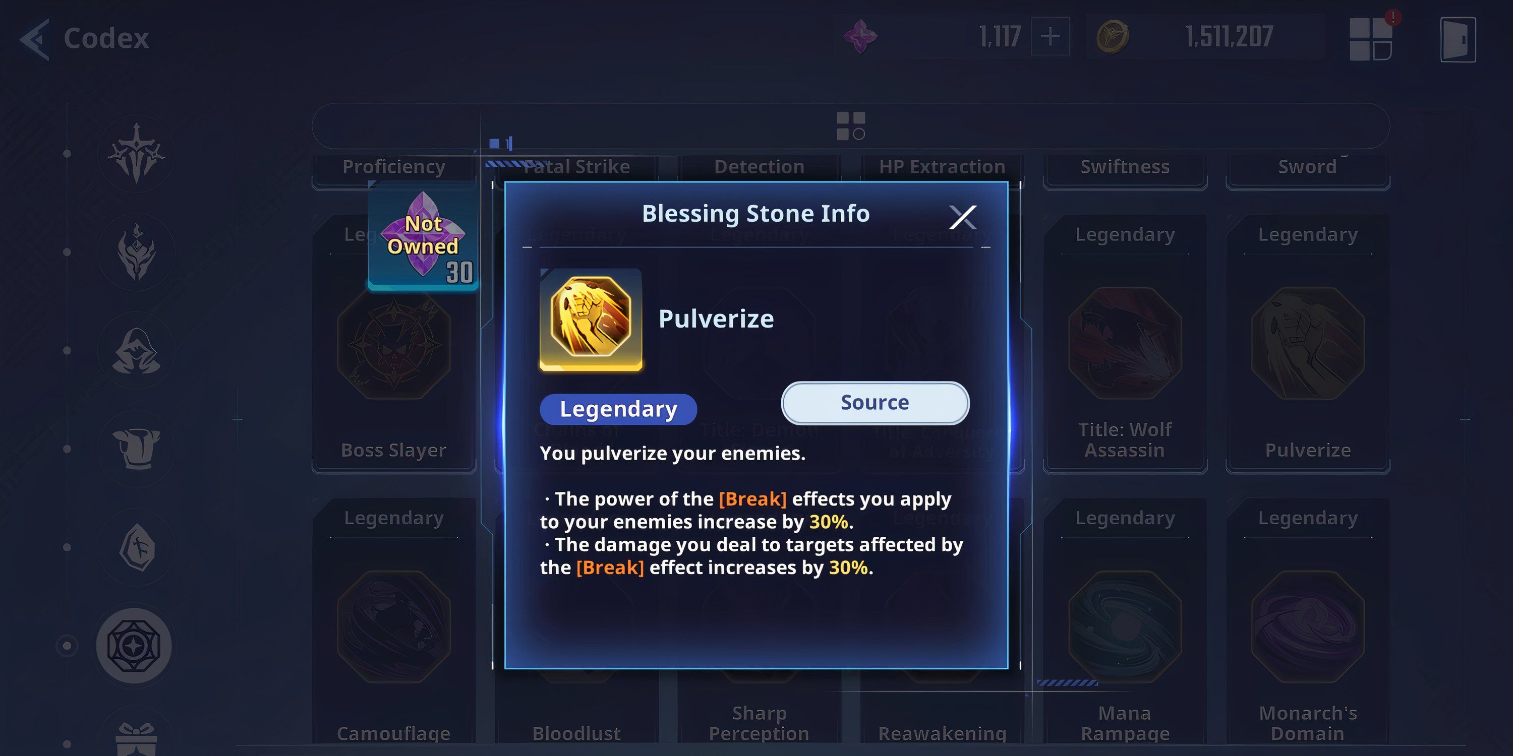 Pulverize Blessing stone info in Solo Leveling Arise