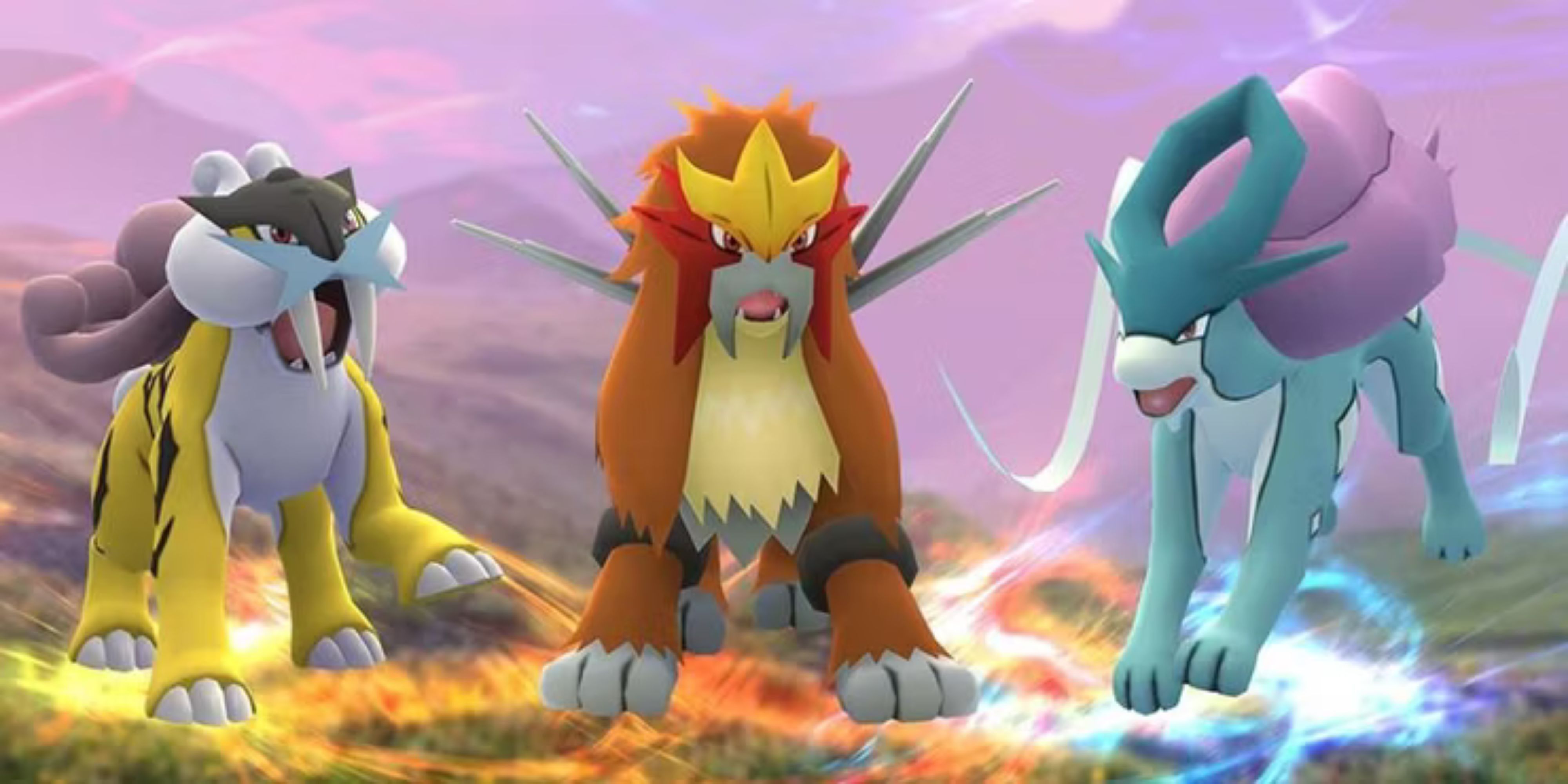 Raikou, Entei, and Suicune in Pokemon Go.