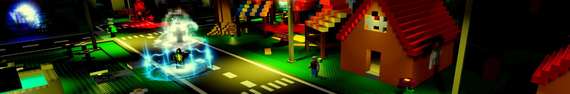 some players in the main area from top-down view; Horrors RNG on Roblox
