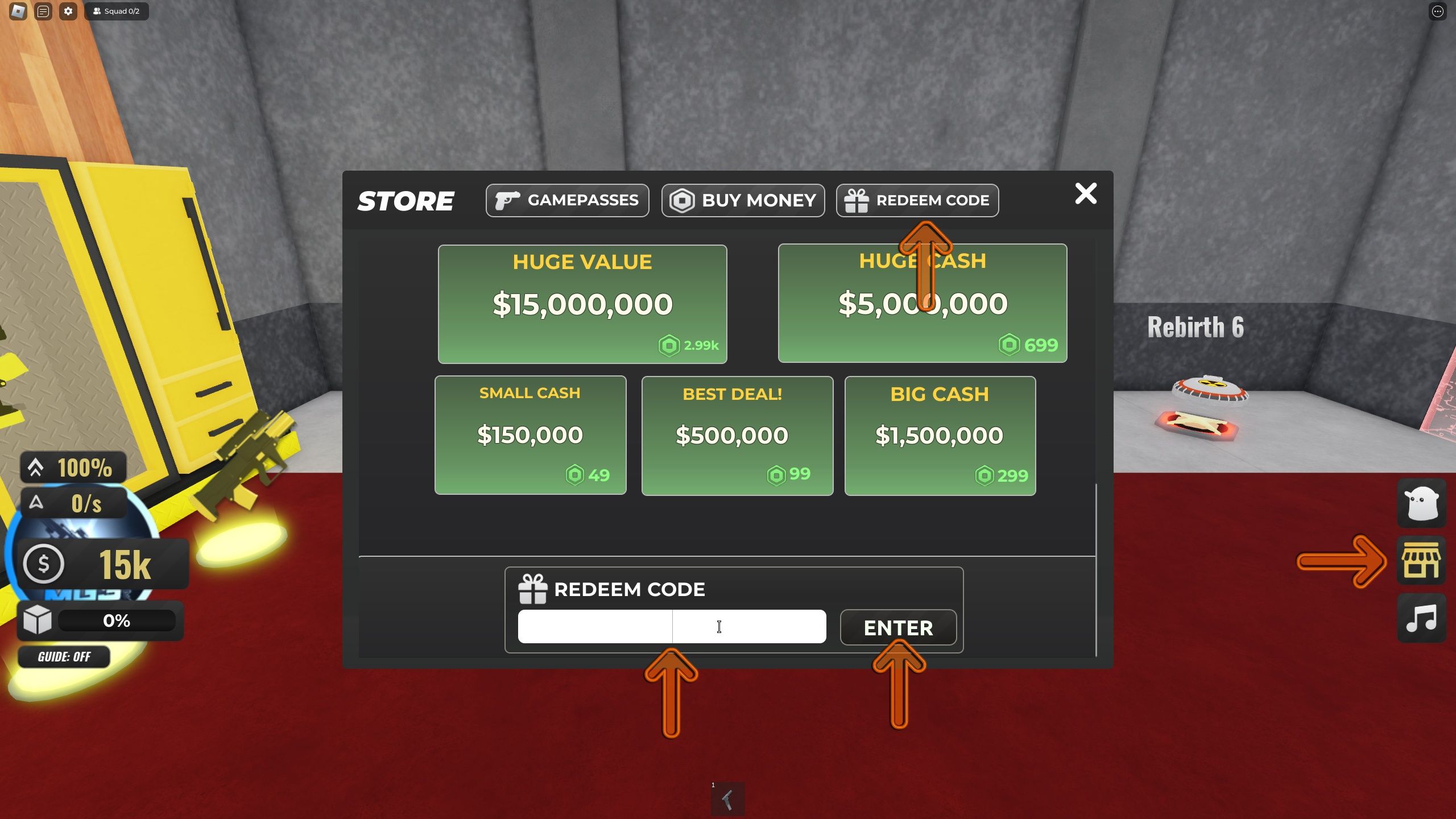 the store panel is open in SCP Warfare Tycoon 2 on Roblox