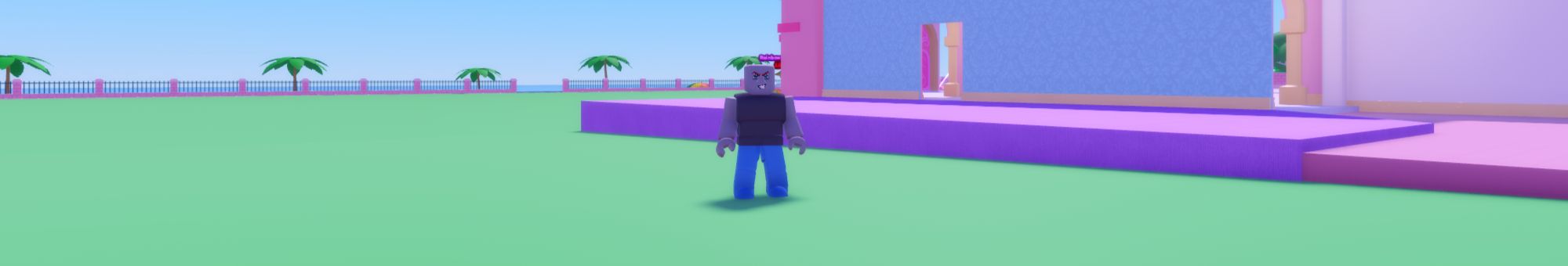 a player standing outside in Pink Palace Tycoon on Roblox