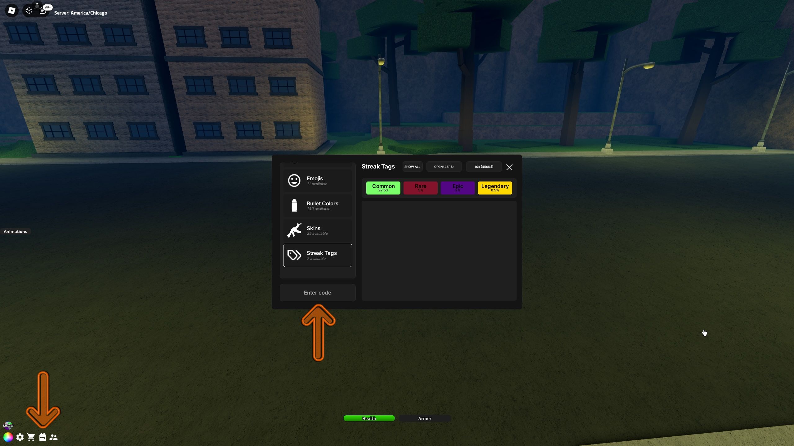 the codes section in Flame Hood on Roblox