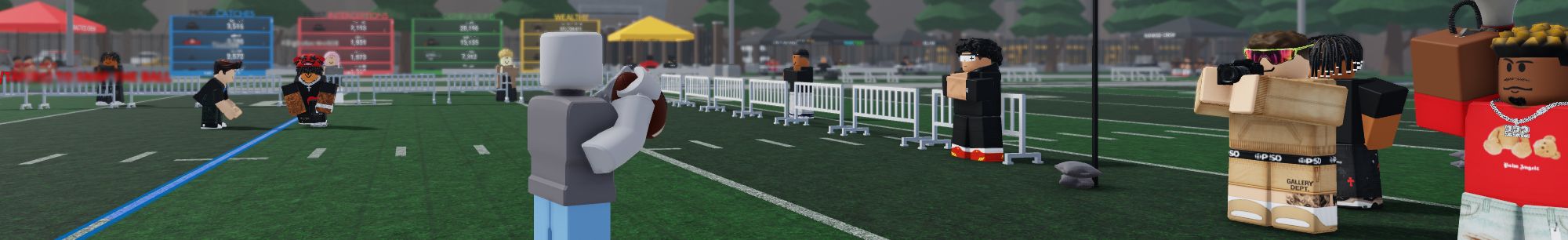 a Player holding a football in Head Tap on Roblox