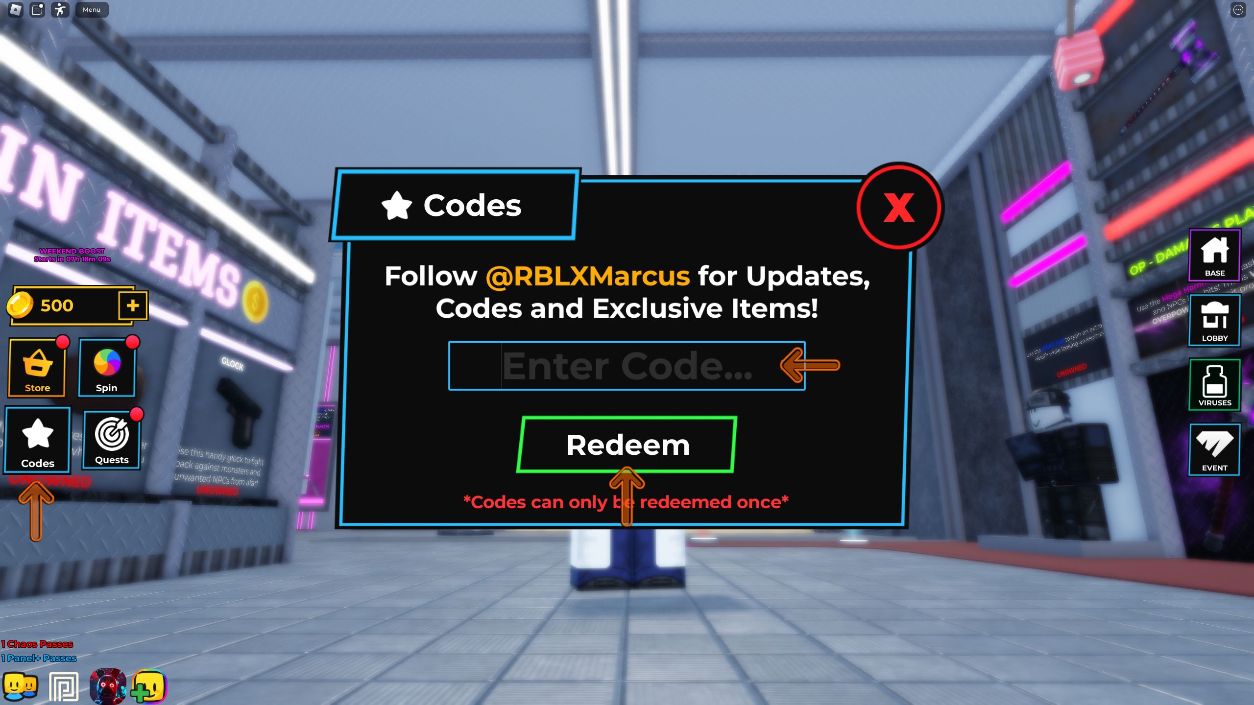 the codes box is open in Ro-Bio: Experiment on Roblox