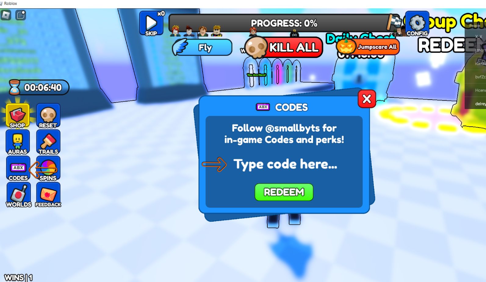 Roblox Wallrun Obby - How to redeem codes