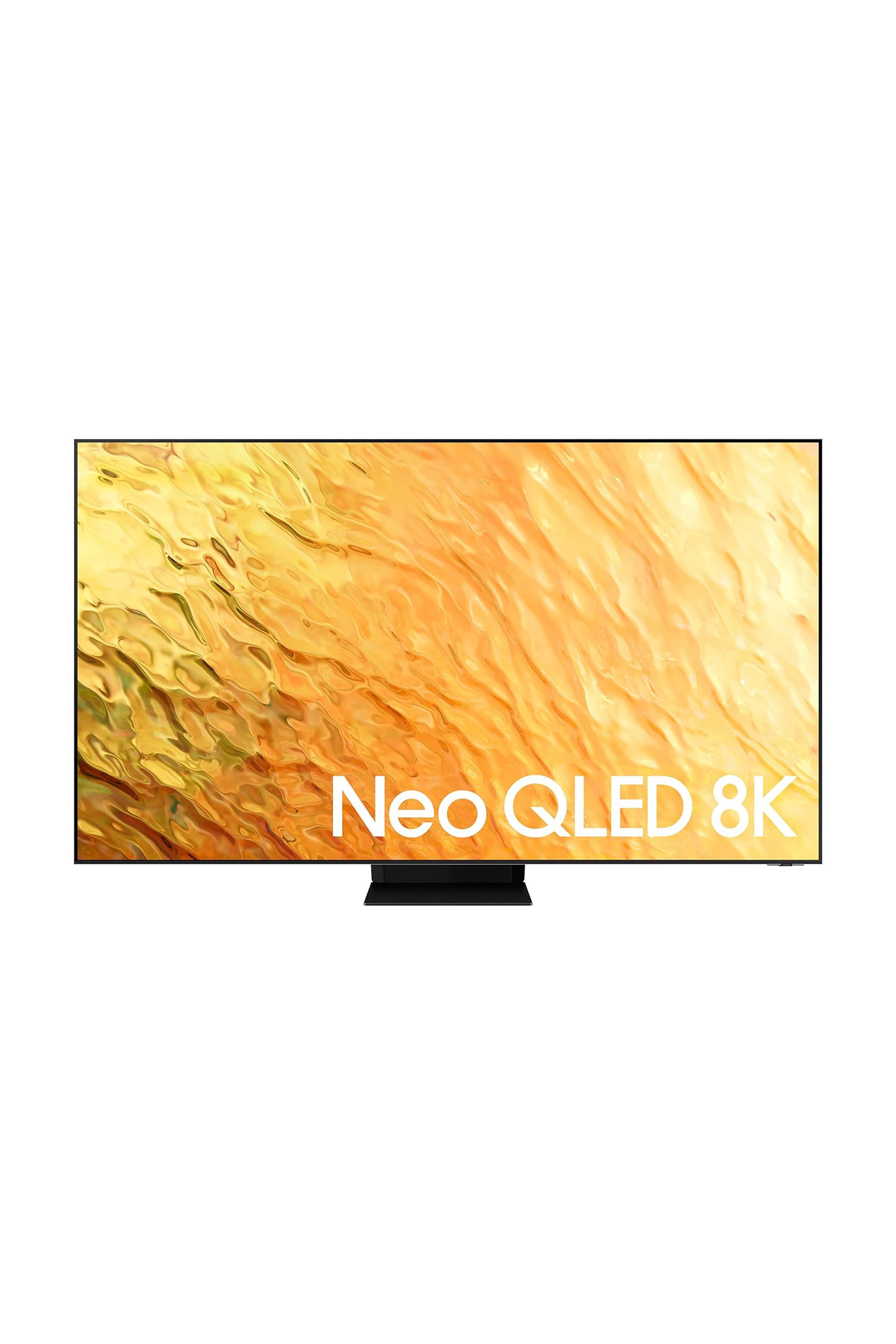 Samsung QN850B Neo QLED TV with a yellow abstract painting on display.