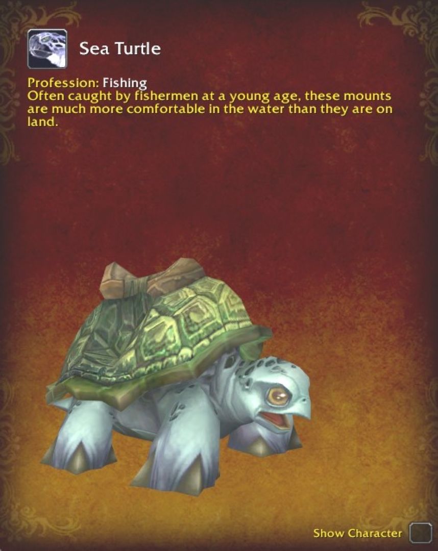 the sea turtle mount in the mount journal interface