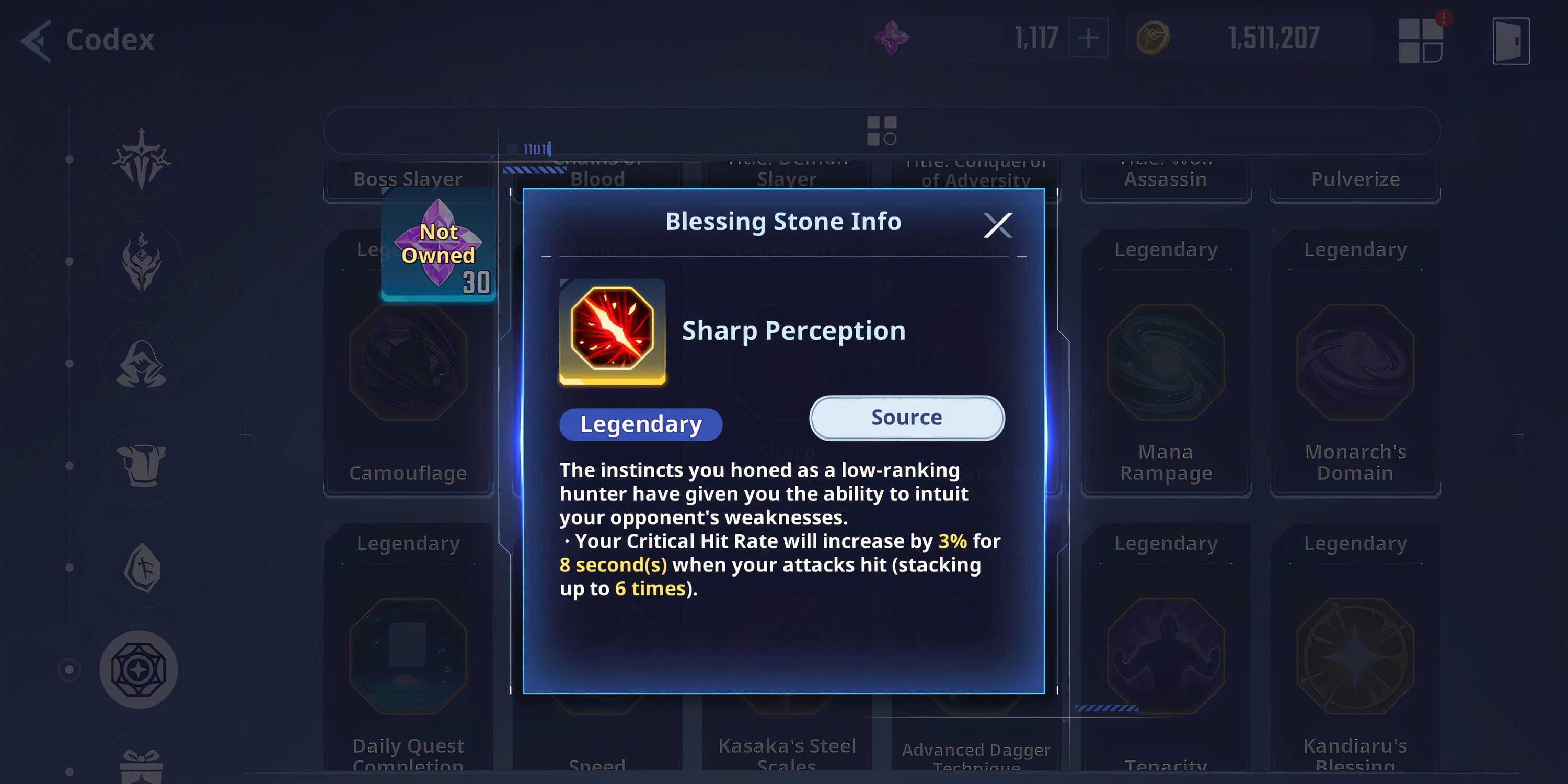 Sharp perception's abilty to boost crit rate in Solo Leveling Arise