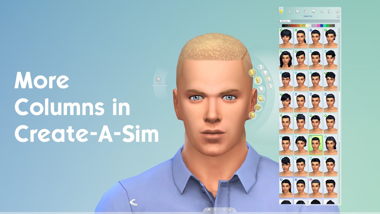 The More Columns in CAS mod in The Sims 4