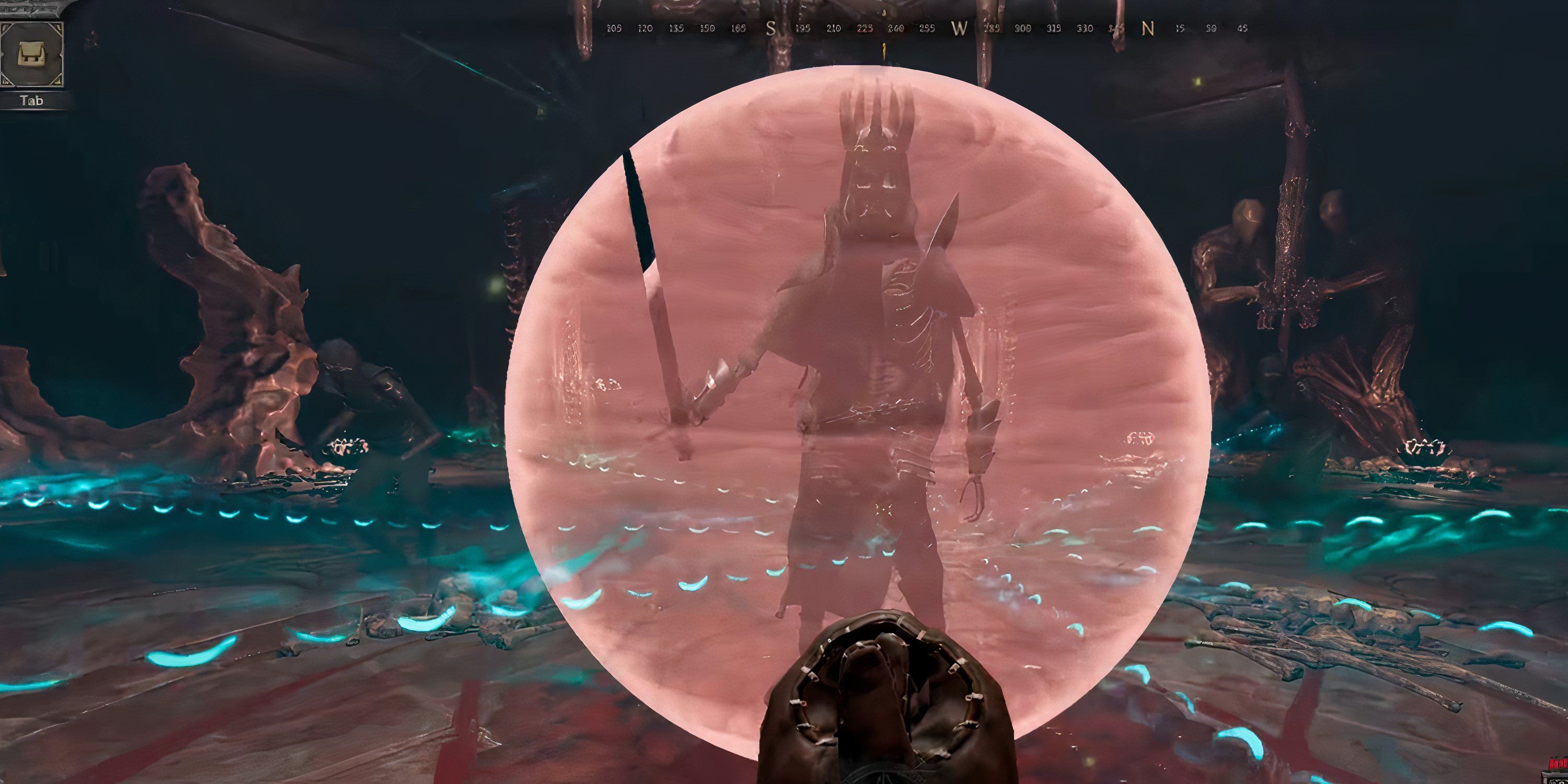 Skeleton Warlord casting a shield in Dark and Darker
