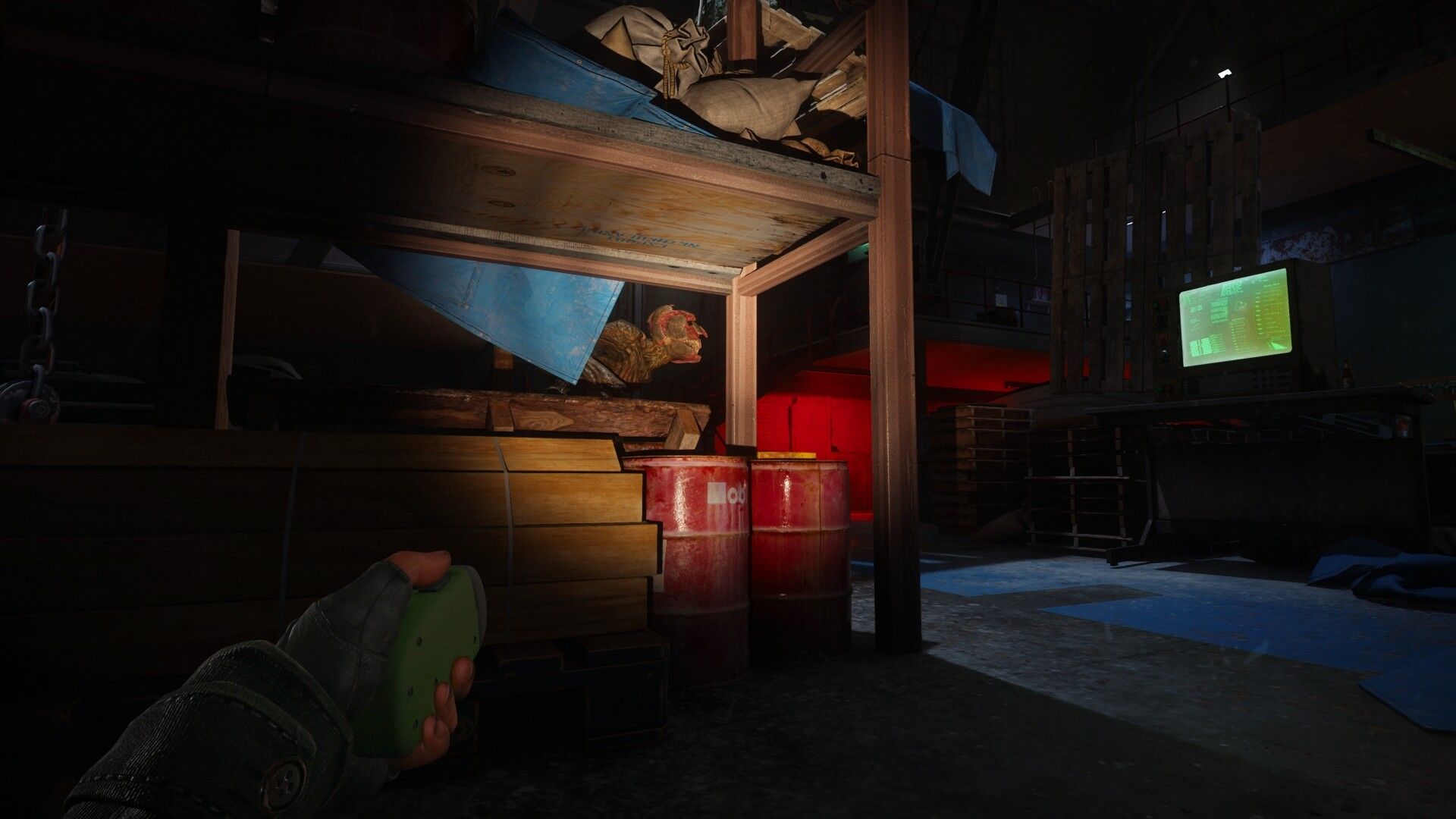 A Quiet Place - The Road Ahead - sneaking past a monster in a warehouse