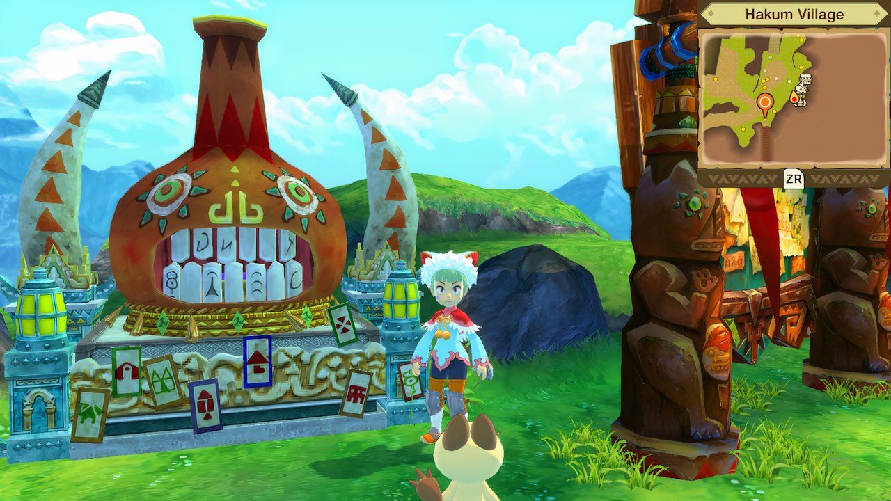 standing in front of the prayer pot in hakum village monster hunter stories