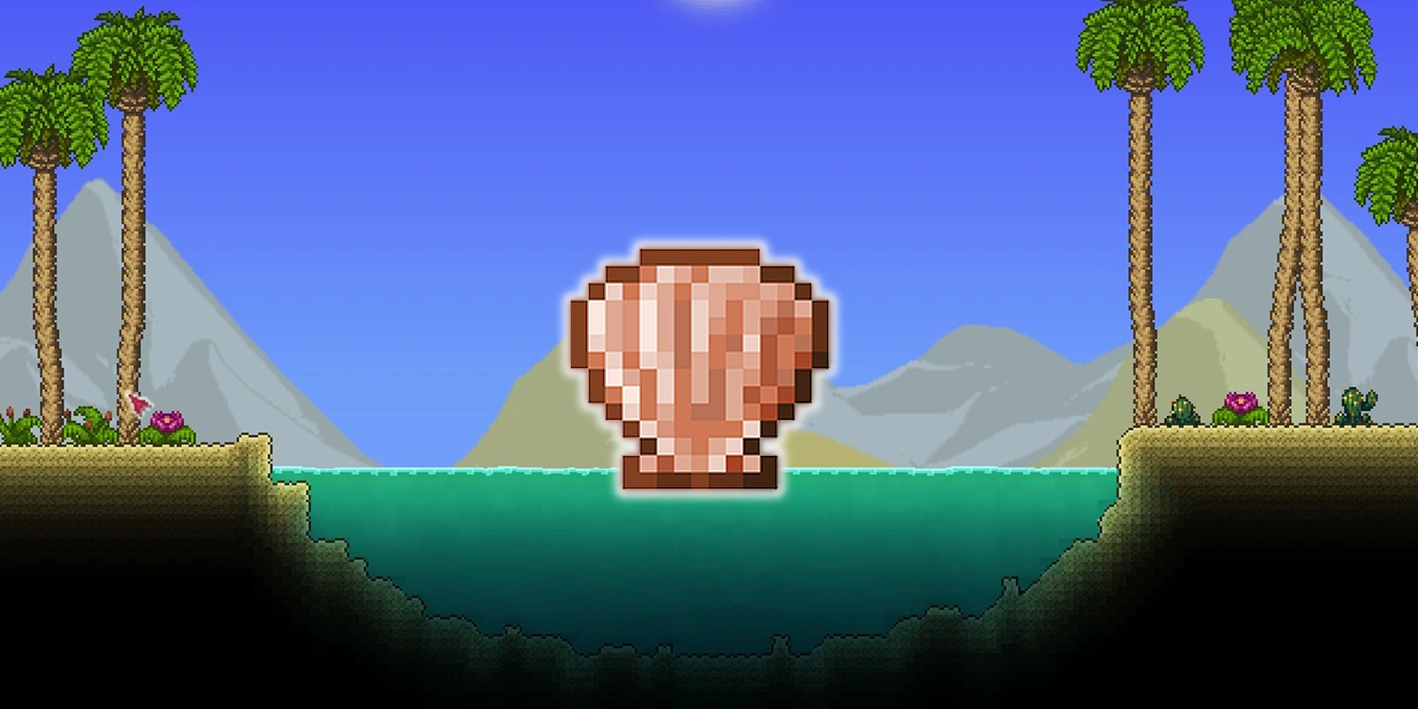 Terraria Neptune's Shell Over A Body Of Water