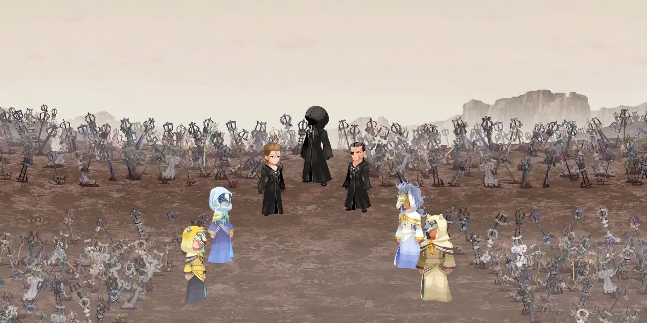 The Keyblade Graveyard which shows countless keyblades from Union X