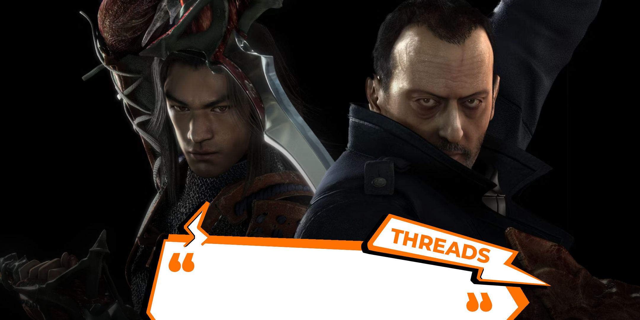 The protagonists of Onimusha 3 standing beside each other on a dark background
