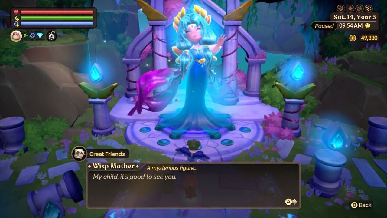 the wisp mother greeting you in fae farm