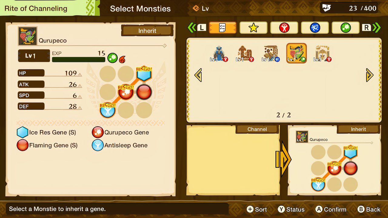using a bead on a qurupeco with bingo in the rite of channeling in monster hunter stories