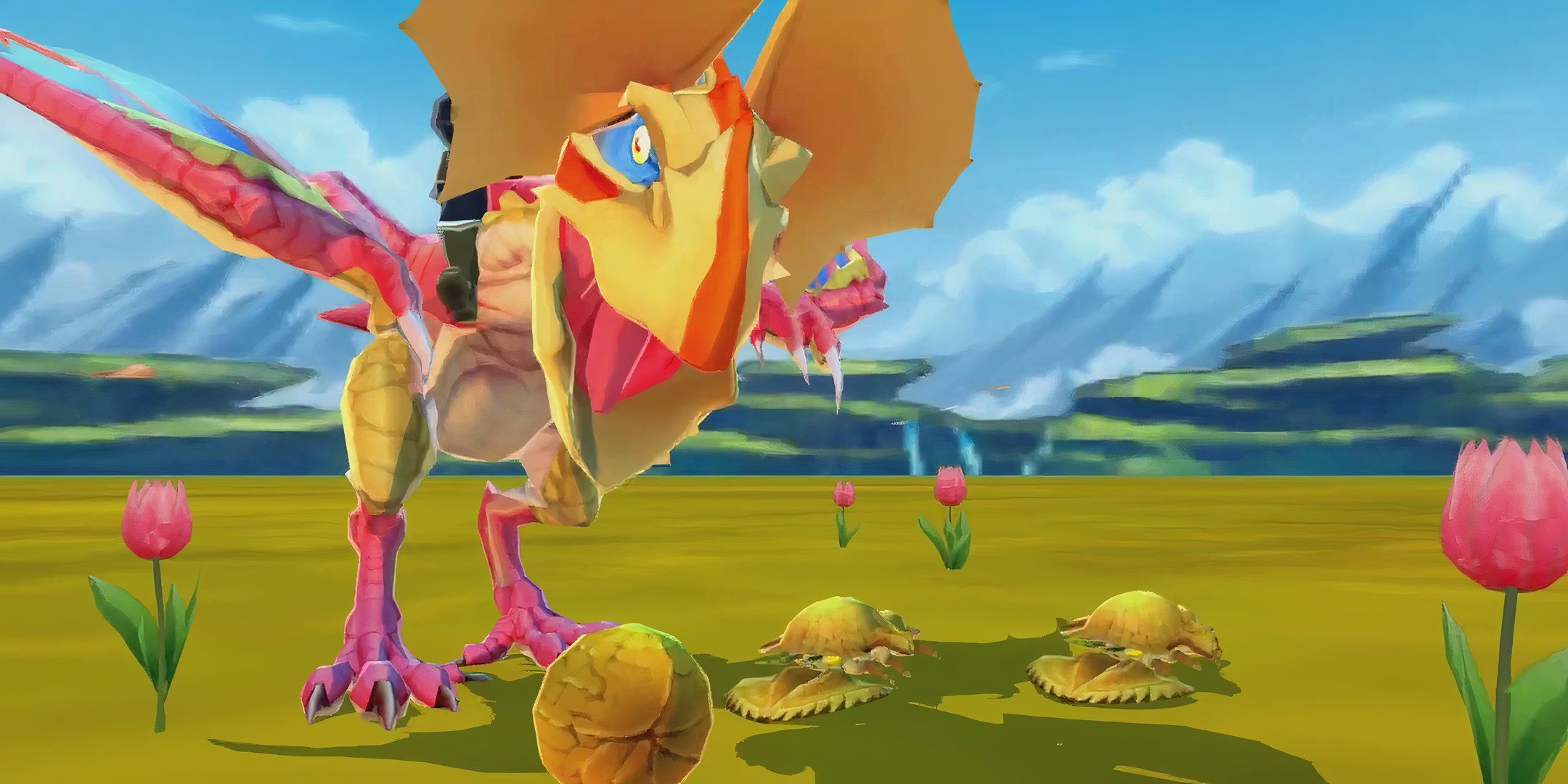 Yian Kut-Ku munching on some Konchu in Monster hunter Stories: Remastered