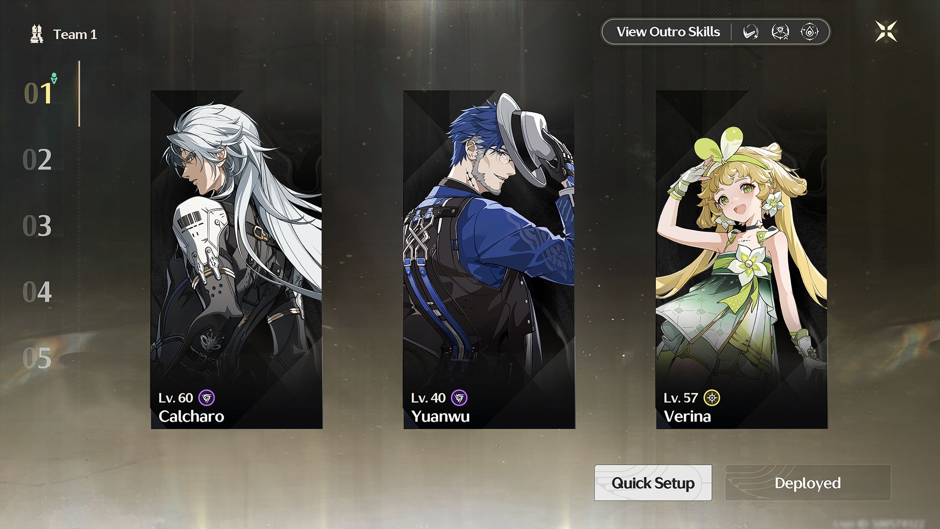 calcharo, yuanwu, and verina team