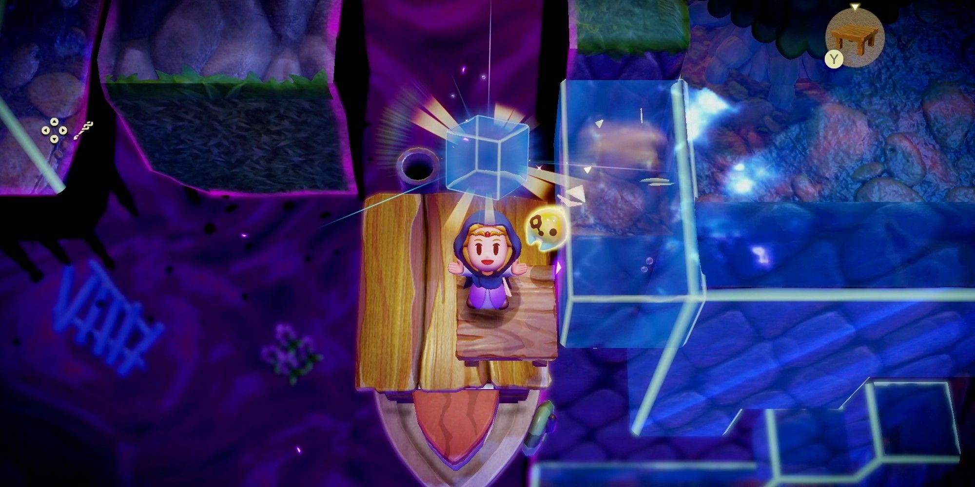 Zelda holding a water block above her head in The Legend of Zelda Echoes of Wisdom