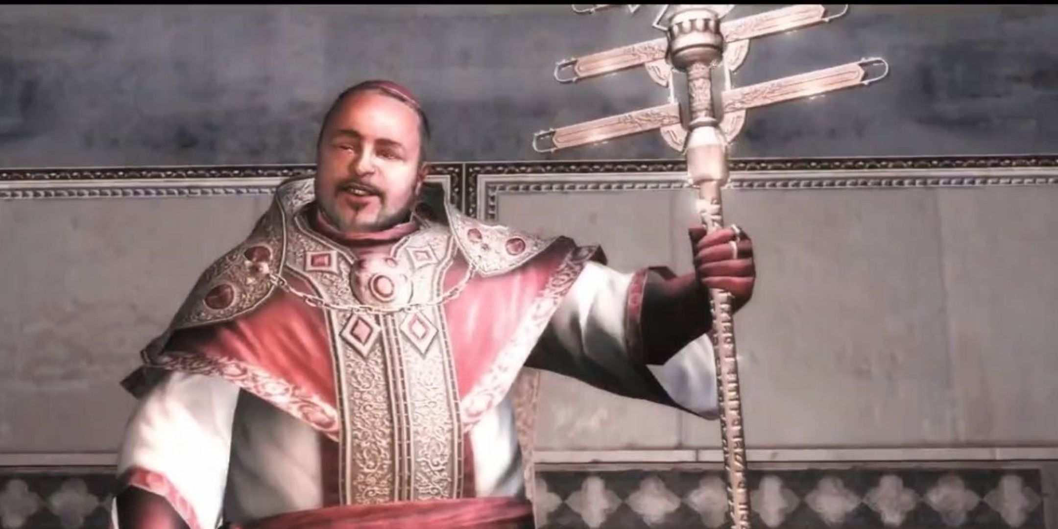 Assassin's Creed 2 Rodrigo Borgia Holding Papal Staff Of Eden