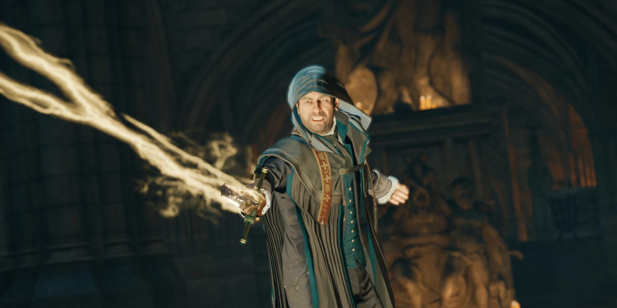 Assassin's Creed Unity Germain Firing Energy Blast With Sword of Eden