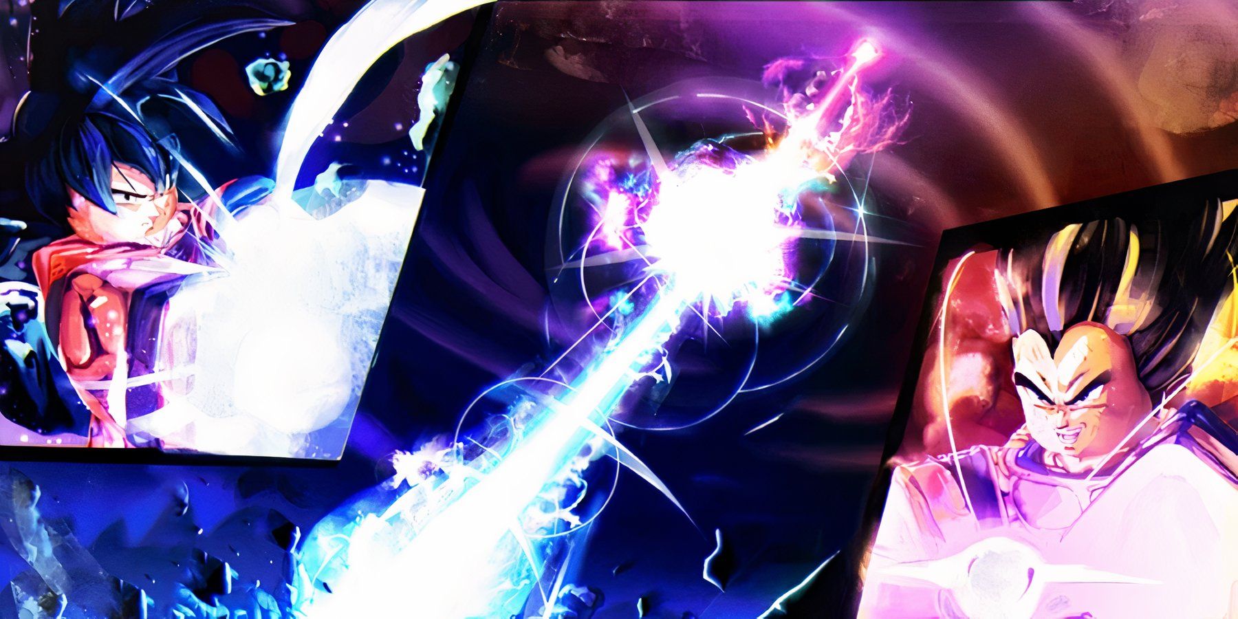 Cover of Ki battlegrounds with Goku and Vegeta firing of their powers.
