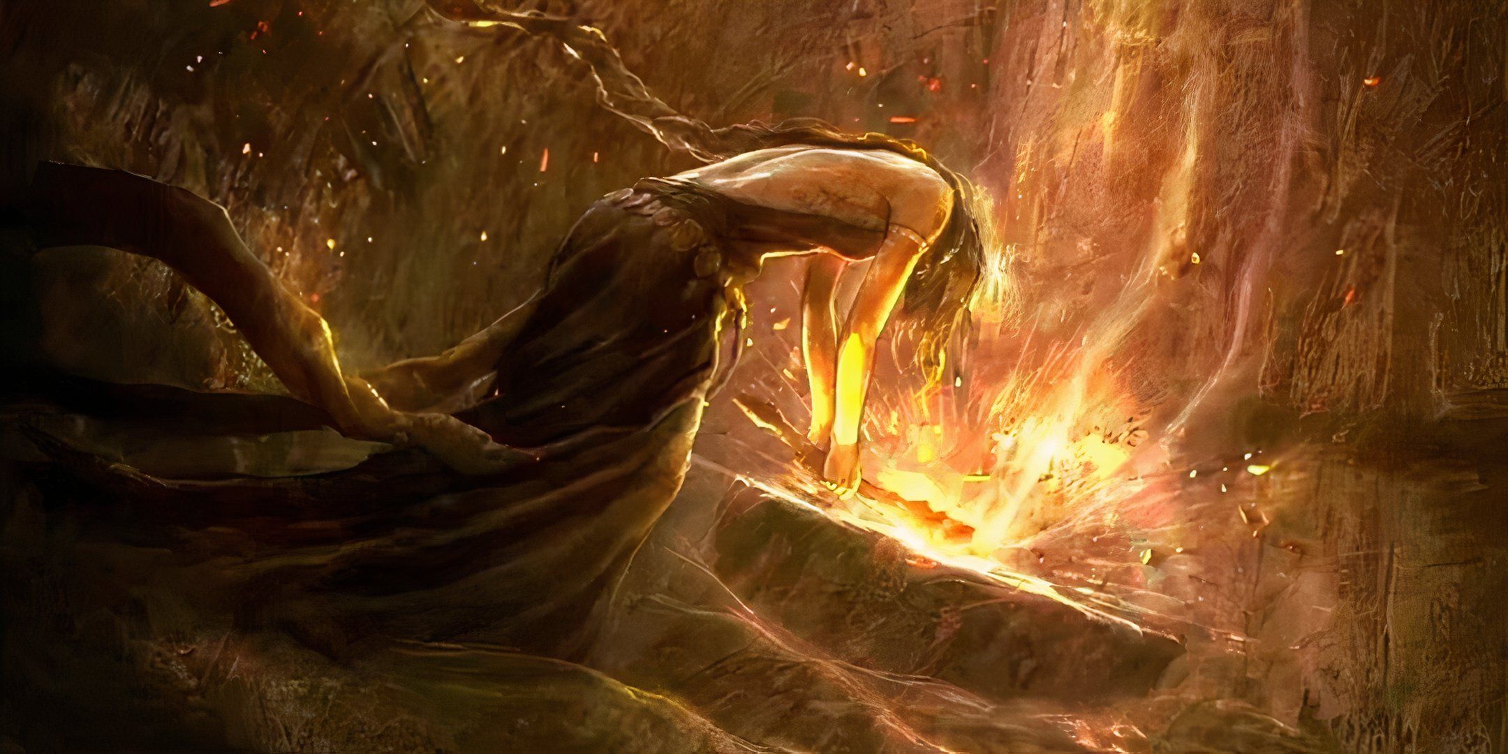 Elden ring image showing marika shattering the elden ring