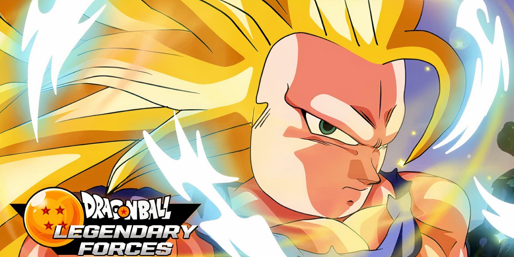 Goku in Dragon Ball: Legendary Forces in his super saiyan form.