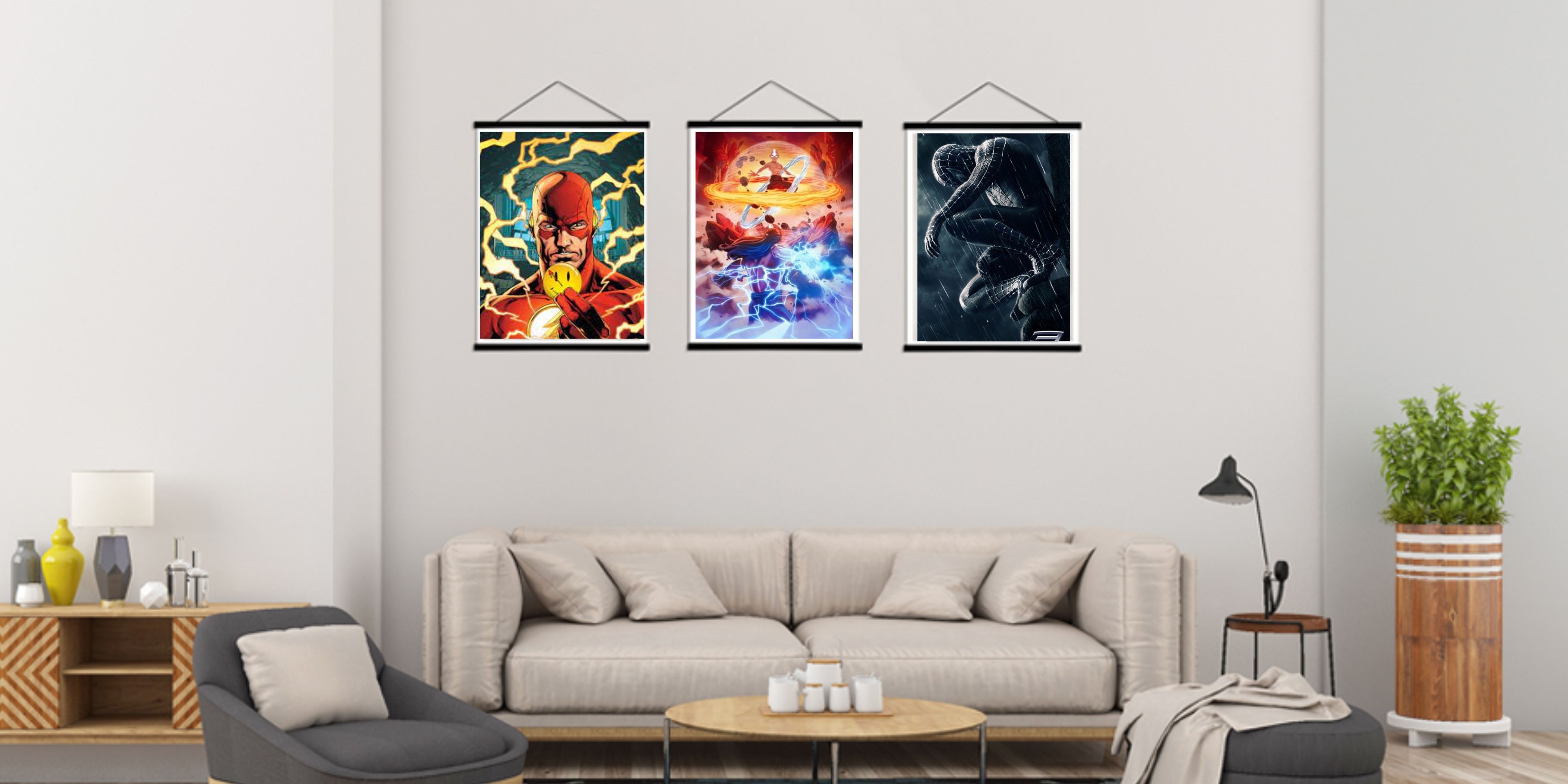 Image of posters displayed on Hanging Poster Rods