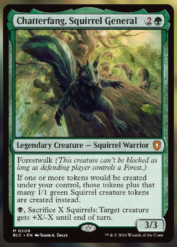 Magic The Gathering Chatterfang, Squirrel General Alternate Card