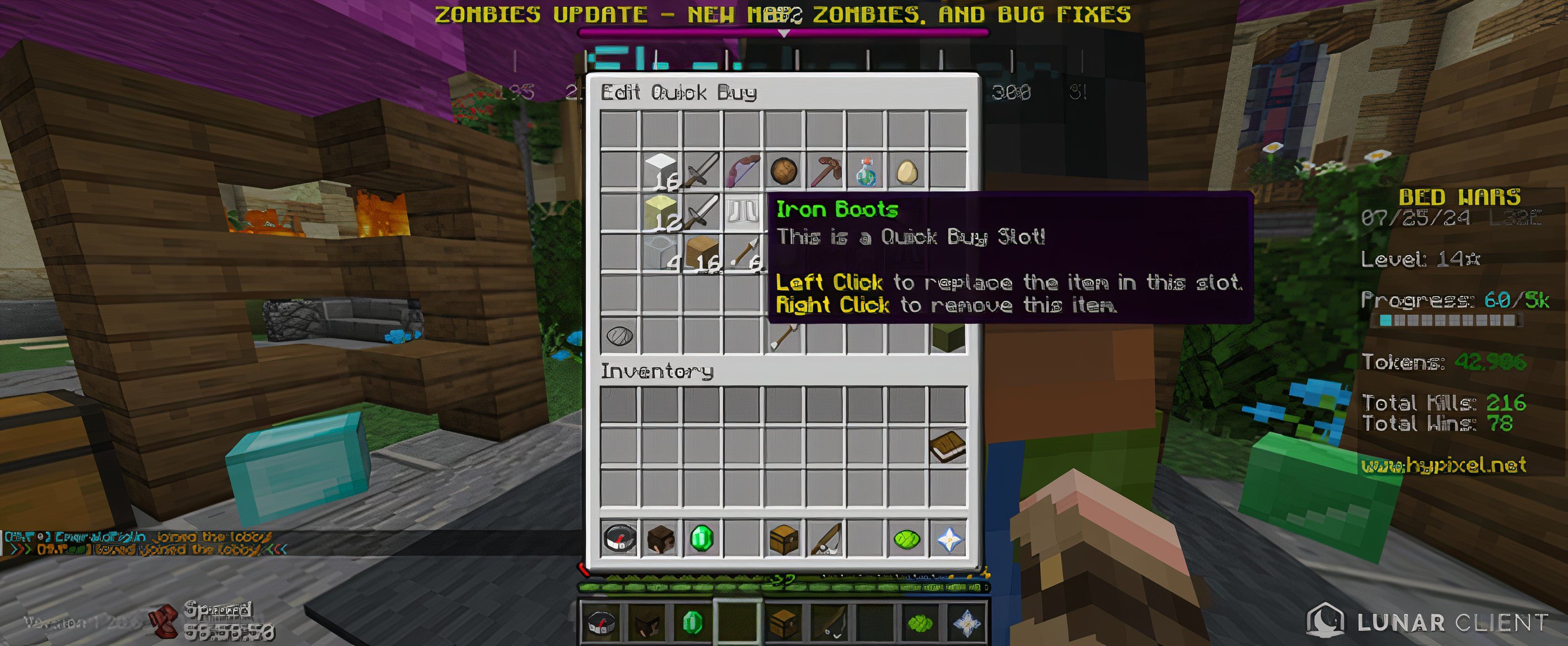 Minecraft: An image of iron boots in Hypixel's shopkeeper menu.