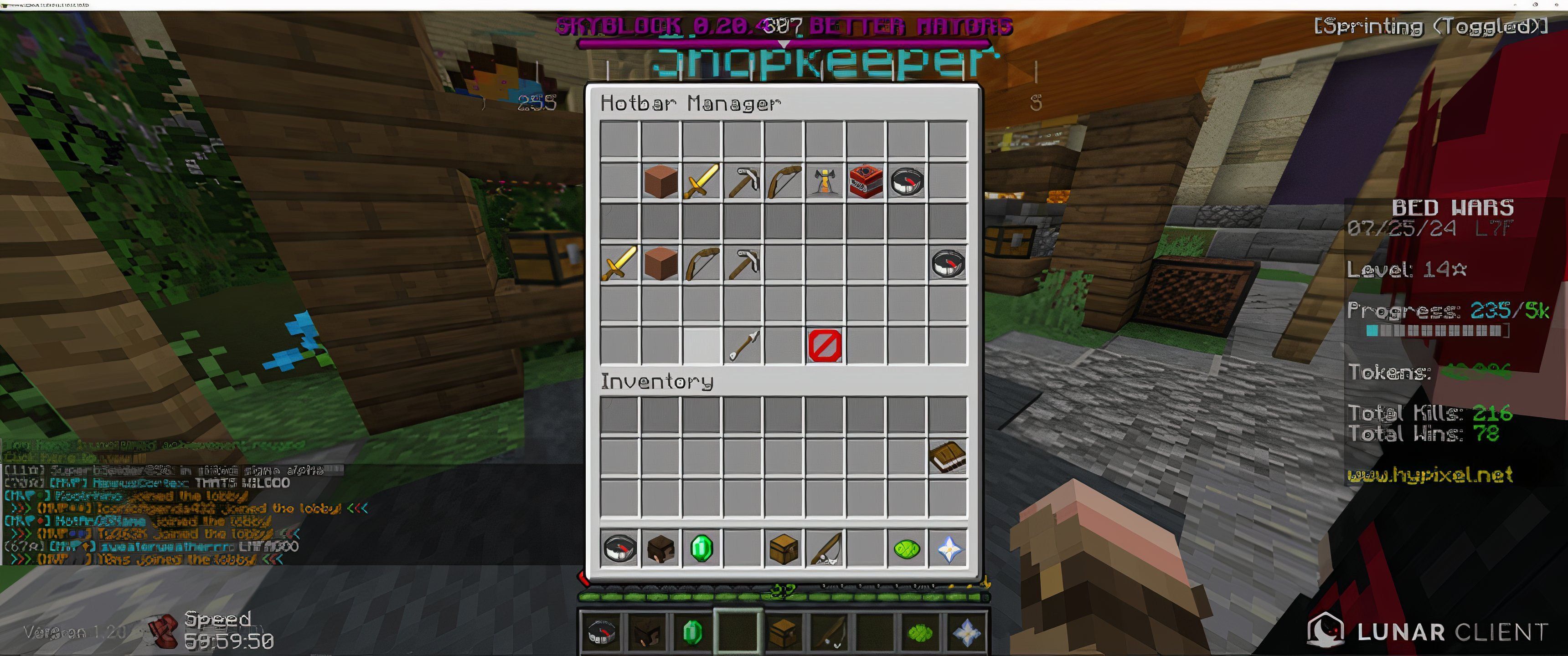 Minecraft: An image of the hotbar selection menu with tools in it.