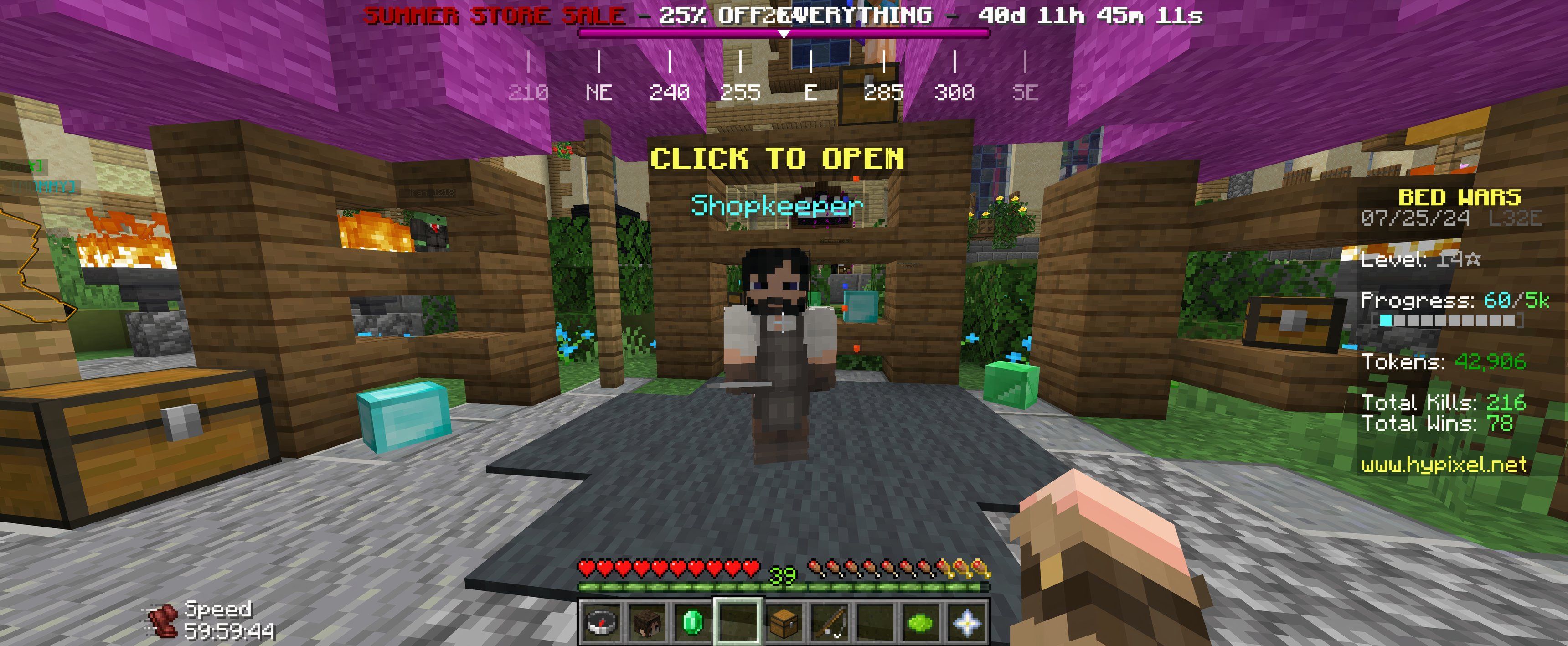 Minecraft: An image of the Hypixel Bed Wars Shopkeeper.