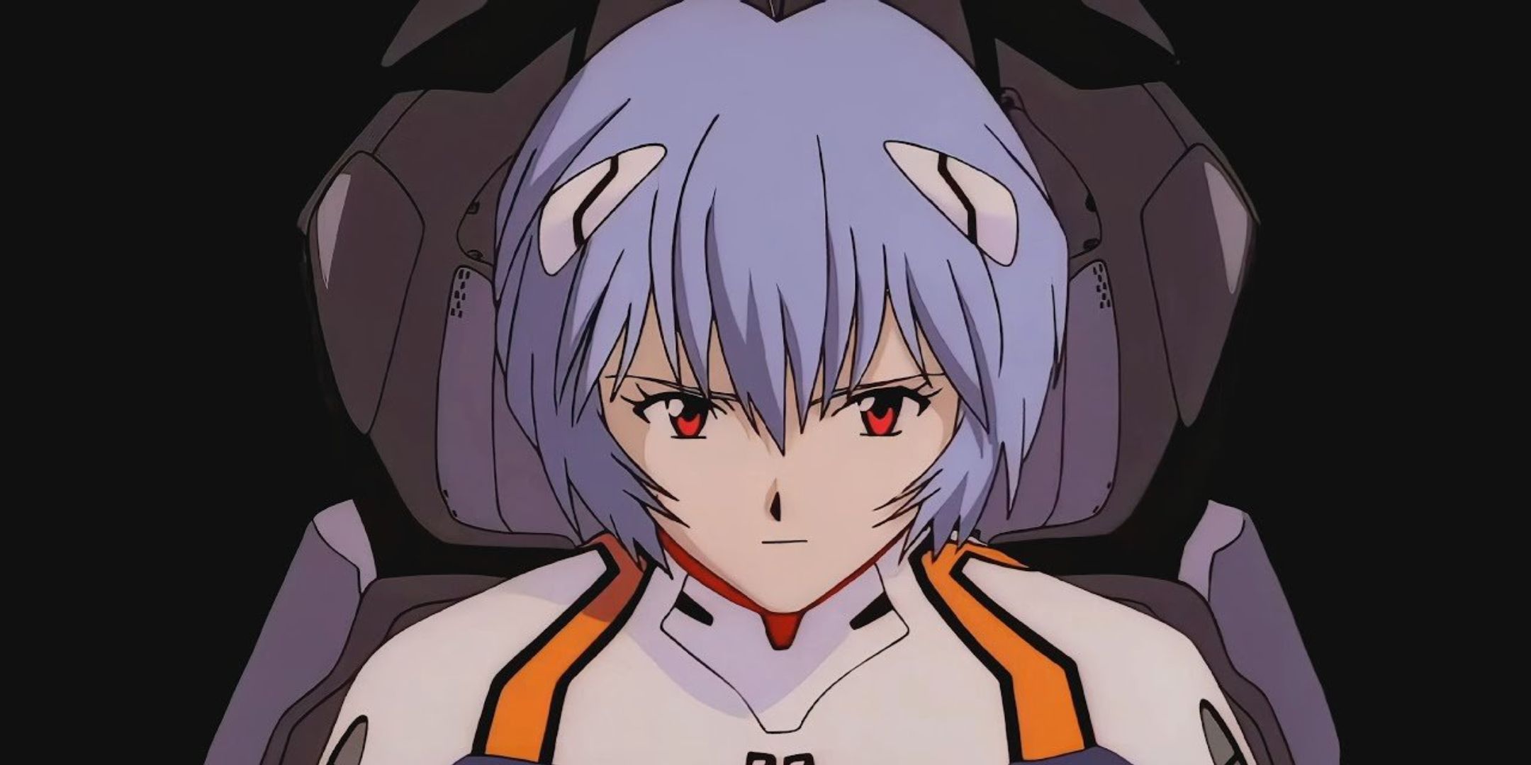 Ayanami Rei in the cockpit of her EVA unit in Neon Genesis Evangelion.